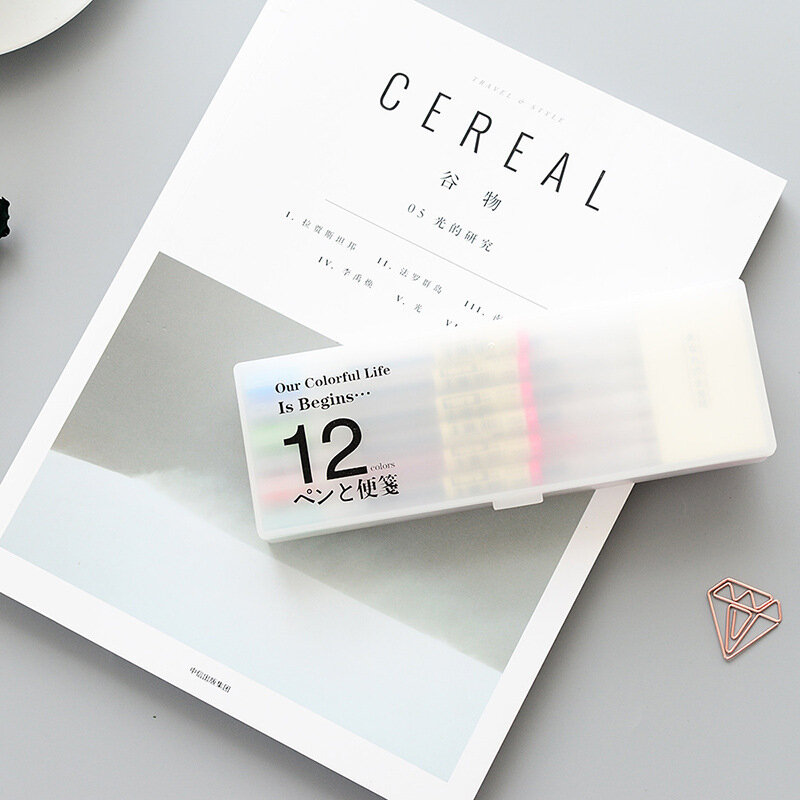 12 unids/lote pluma de Gel de estilo Muji 0,5mm Color tinta de lápiz de la pluma de la escuela papelería de la Oficina suministro de 12 colores