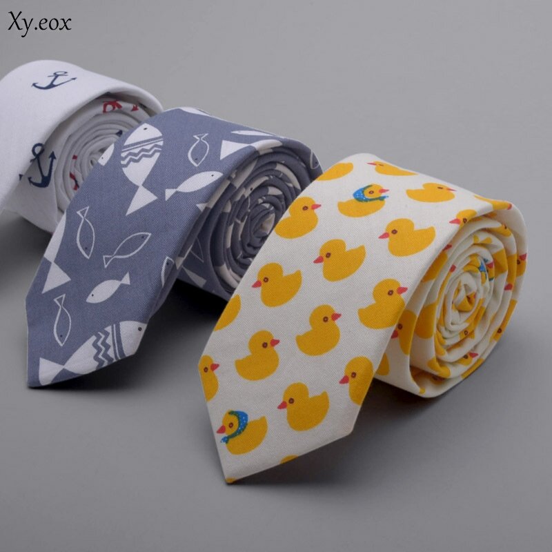 Cravate étroite en coton imprimé pour hommes, 6cm, style décontracté, à la mode, britannique et coréen, pour les fêtes formelles