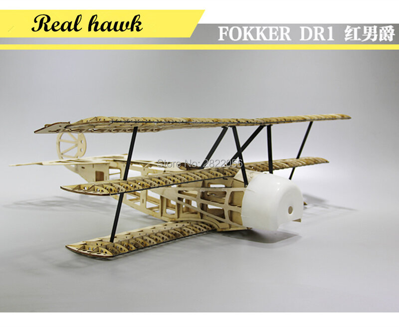 Kit de avión de madera de Balsa cortado con láser, FOKKER DR1, marco de envergadura de 770mm, modelo DIY, Kit de construcción