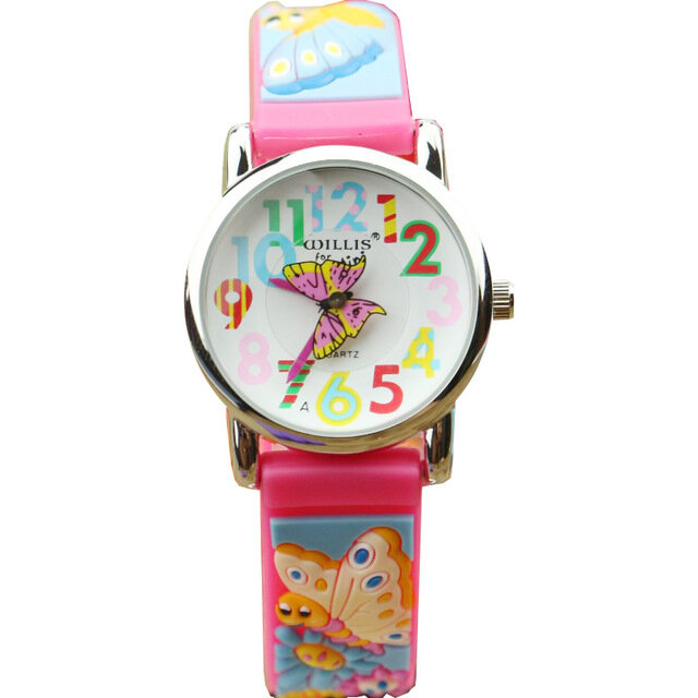 2019 NAZEYT promotion3D Vlinder Rubber Band Quartz Horloges Luxe Merk Waterdicht Kinderen Qlastic Horloges Klok Kind Horloge