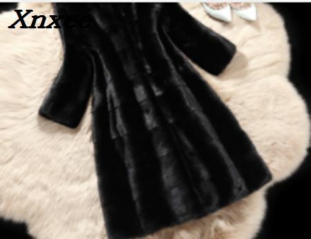 Xnxee Mode Schlanke Faux Fur Mantel Winter Feste Plaid Pelz Schlank Vintage Volle Pelt Beiläufige Lange Unten Haube Jacken 2018 nobel Outwear