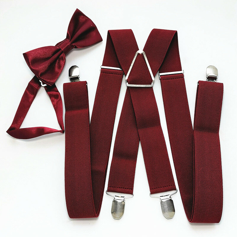 Jednokolorowe Unisex męskie szelki muszka zestaw elastyczna regulacja krawat pończoch zestawy kobiet akcesoria dla dzieci LB054