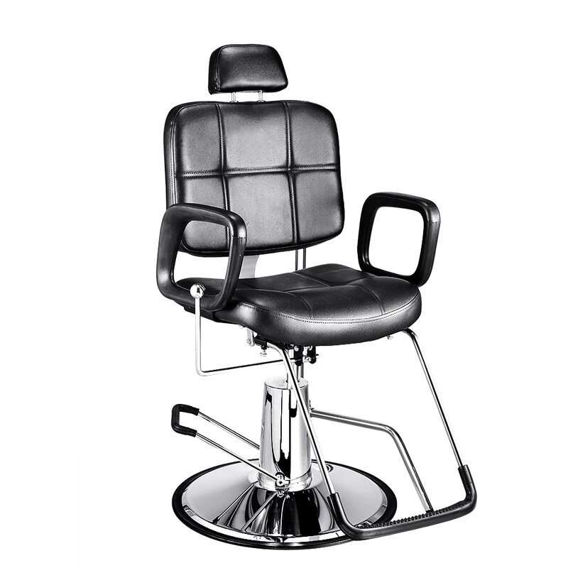 Panana salão de cabeleireiro cadeira do barbeiro cadeira de elevação hidráulica aço resistente & couro do plutônio reclinável encosto