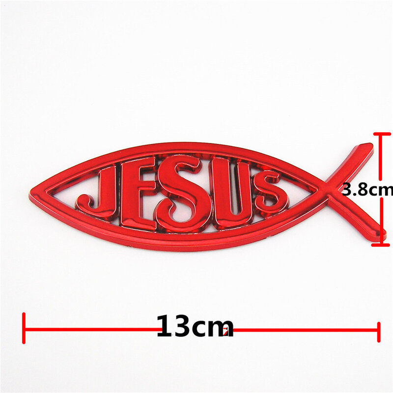 Adesivo de carro emblema jesus em 3d, prata/vermelho/dourado/azul, símbolo do carro, peixe cristão