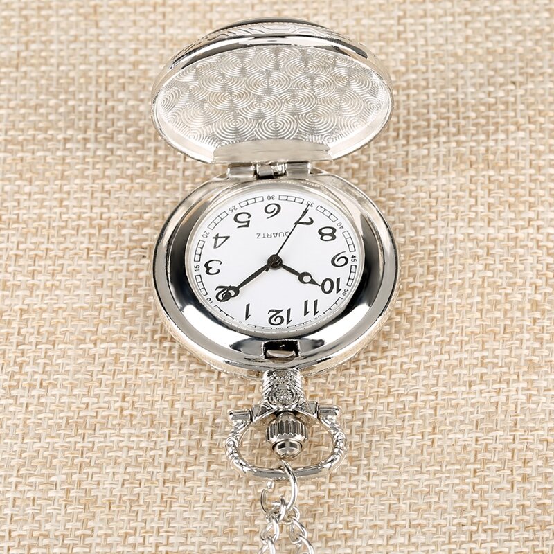 Relógio de bolso de quartzo para homens e mulheres tamanho médio relógio de bolso padrão chapeleiro louco famoso relógio pingente presente
