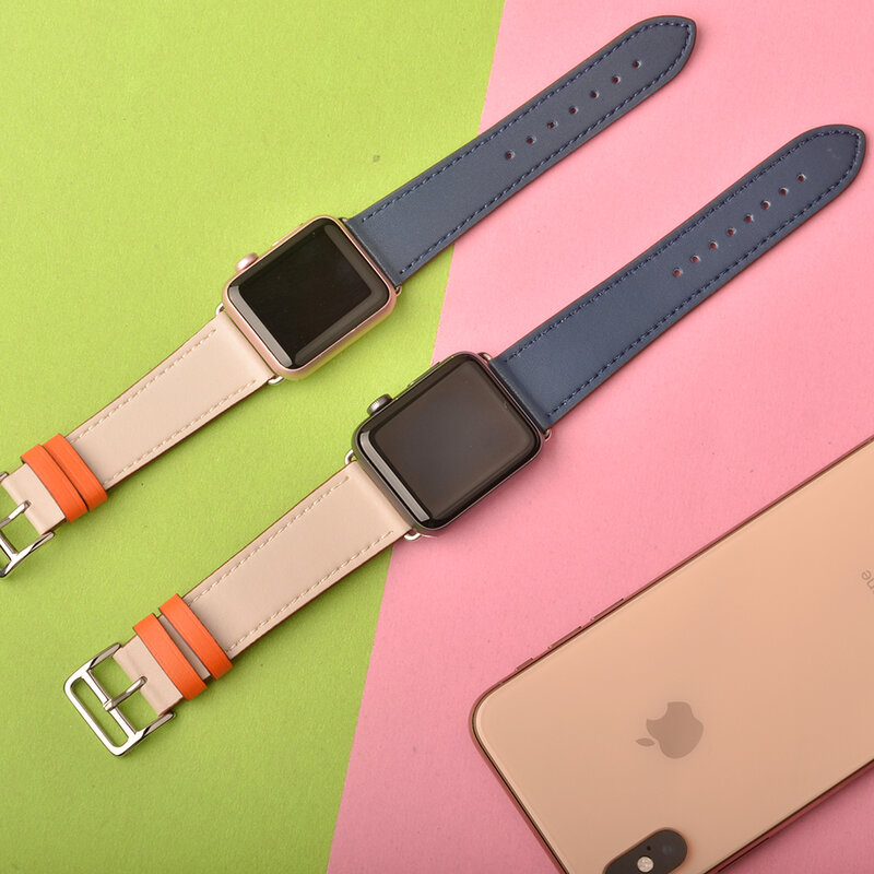 [new store promotion] leather band herm loop strap single tour for apple watch series 4 1 2 3 iwatch 40MM 44mm men women