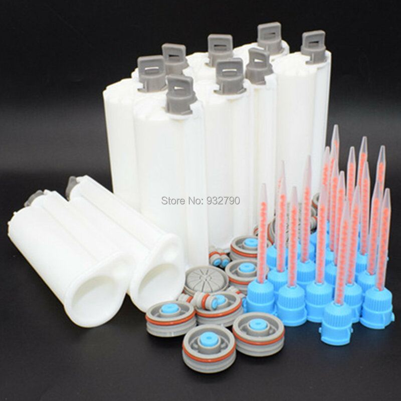 10pcs 50ml 10:1 Polyurethane Epoxy Resin Cartridge Epoxy Resin AB Glue Acrylic Adhesive Cartridges Tube + 20pcs 10:1 Tip Noozles