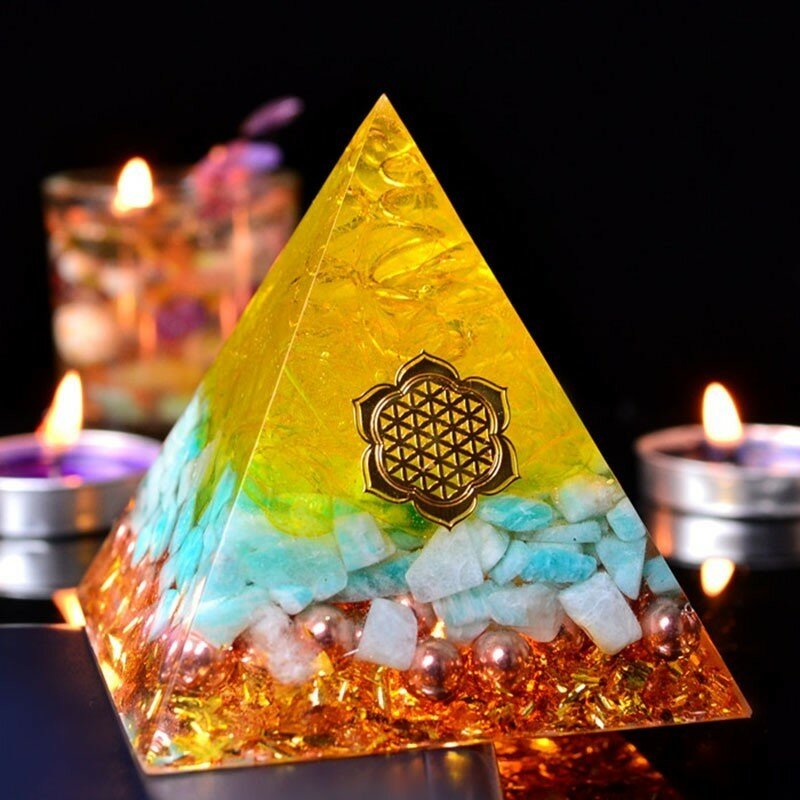 Pirâmide de aogan e runas de energia orgonita, pirâmide da sorte para poderosidade, chakra, joias decorativas de resina