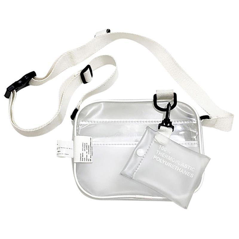 Cauusual PVC przezroczysty damskie torby typu Crossbody torba na ramię torebka galaretki małe etui na telefony z uchwytem na karty szeroki pasek Flap