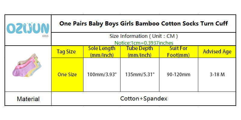 Jedna para chłopców dziewczynki bambusowe bawełniane skarpetki obracają mankiet 3-18M w jednolitym cukierkowym kolor czesana bawełna skarpetki dla noworodków dla niemowląt