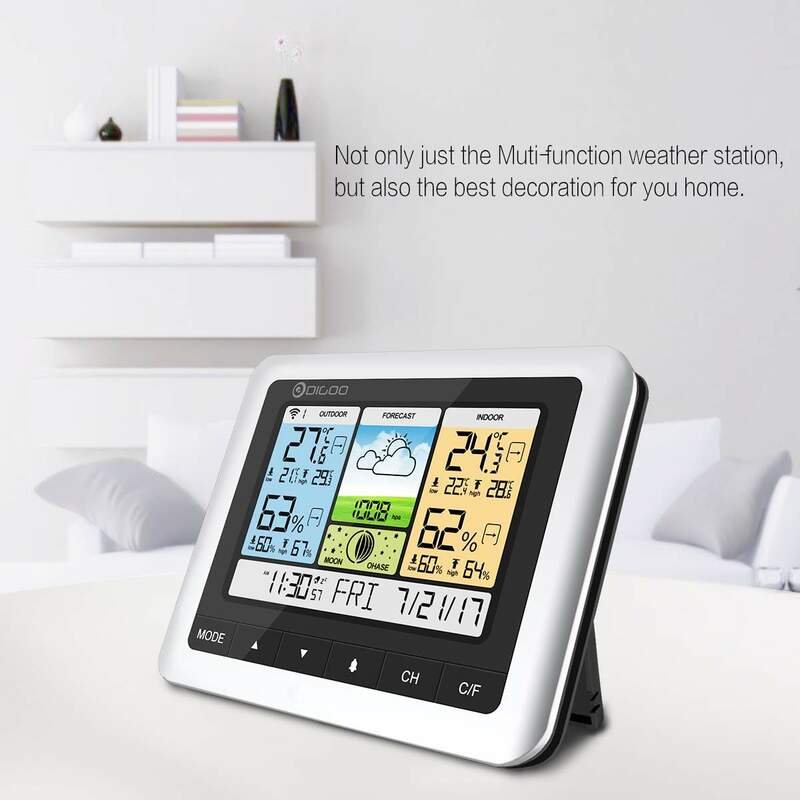 Digoo-Station météo numérique pour maison sans fil, couleur blanche, thermomètre humidité, capteur, prévisions d'extérieur, USB, horloge DG-TH8888