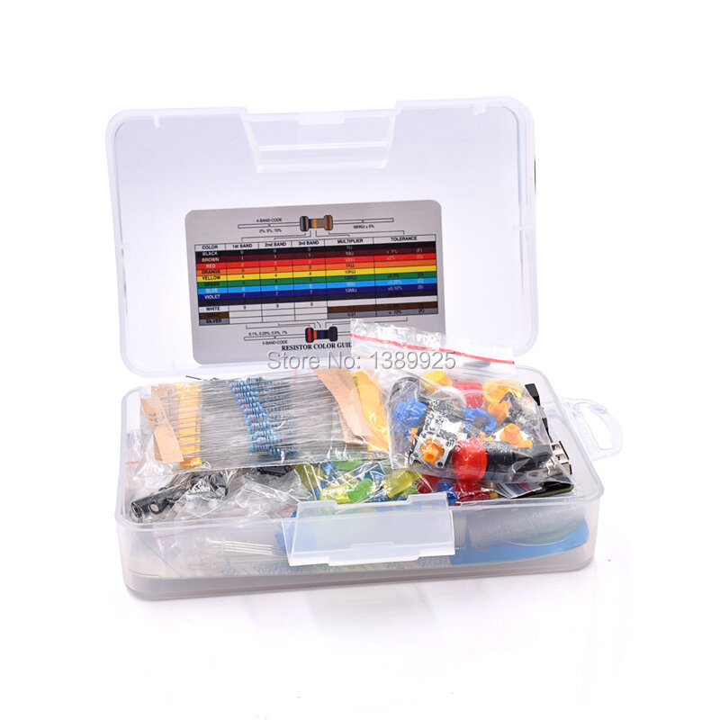 Kit electrónico de inicio de proyecto DIY con 400 puntos de amarre, placa de pruebas para Arduino R3, Kits de componentes electrónicos con caja