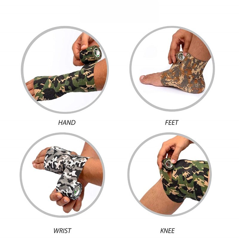 8 Rolls Camouflage Tape Protective Military Telescopic Camo Tape 5CM x 4.5M Non-Woven Self-Adhesive Wrap Fabric Stealth Tape