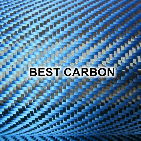 Tela de carbono híbrido azul de alta calidad, tela de aramida de carbono, tela de Kevlar de carbono