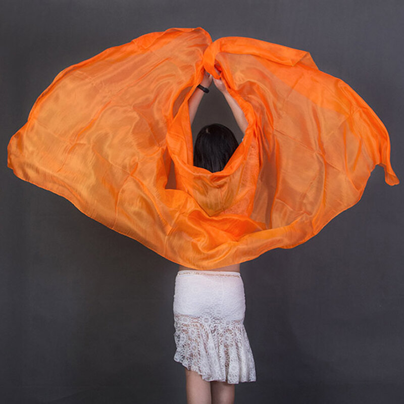 100% Silk Performance Dance tinta unita Texture leggera velo scialli sciarpa donna costumi accessori veli di danza del ventre 250cm x 110cm