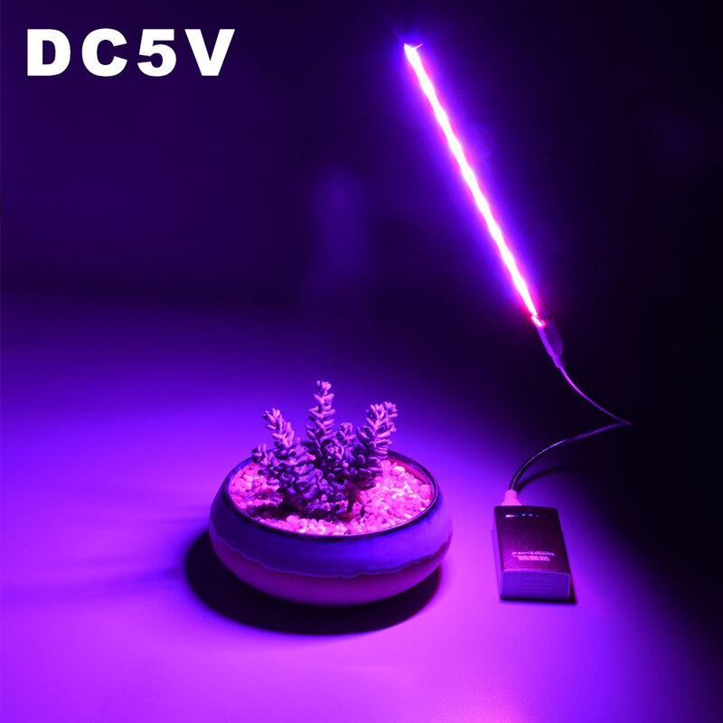 Luz de espectro completo com usb para crescimento de plantas, lâmpada para extensão de plantas, banco de energia, 2.5w, 4.5w, 14led