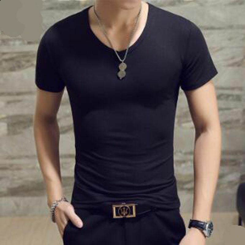 Men Summer T shirt round neck 9 Solid color black white Gray short sleeve T-shirt trend casual Boy Quick Drying shirt