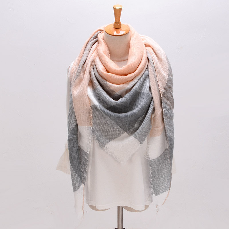 Зимний треугольный шарф для женщин, брендовая дизайнерская шаль, кашемировые клетчатые шарфы, одеяло, оптовая продажа, Прямая поставка, ...