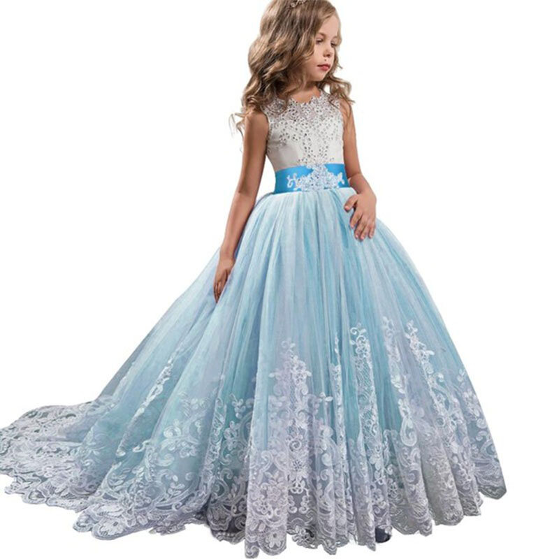 Senhoras fofo vestido de roupa dos miúdos da menina de flor crianças vestido de festa de casamento primeira comunhão vestido de princesa bola vestido comunion