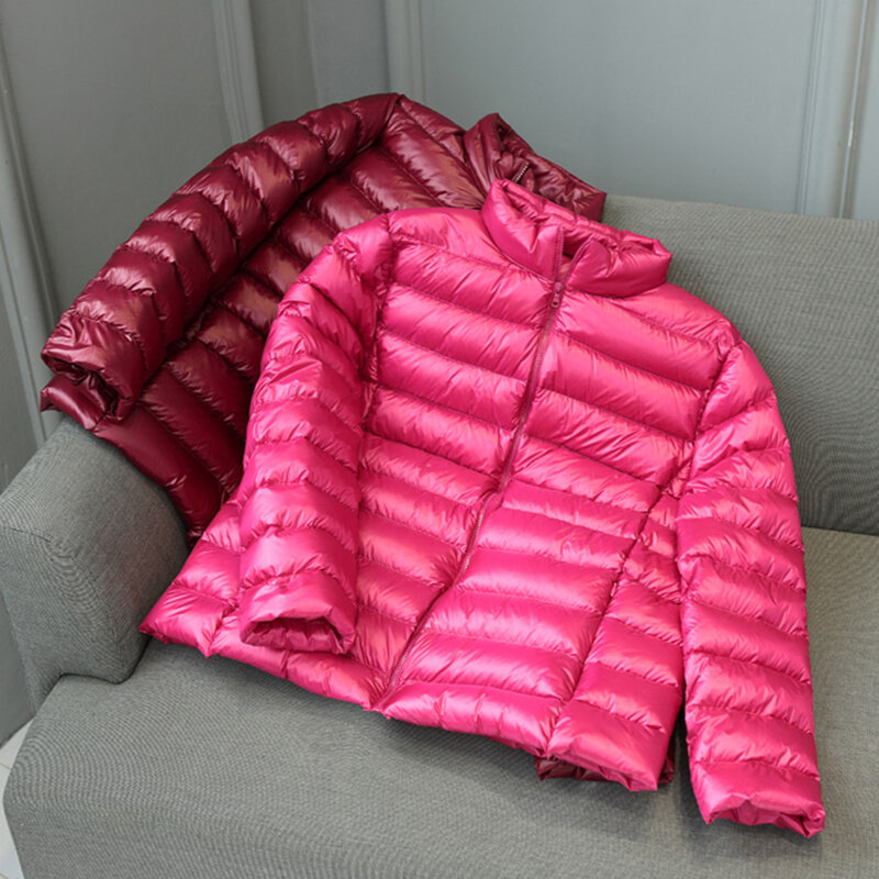 Abrigo de s-6XL para mujer, chaqueta de plumón de pato, ultraligera, portátil