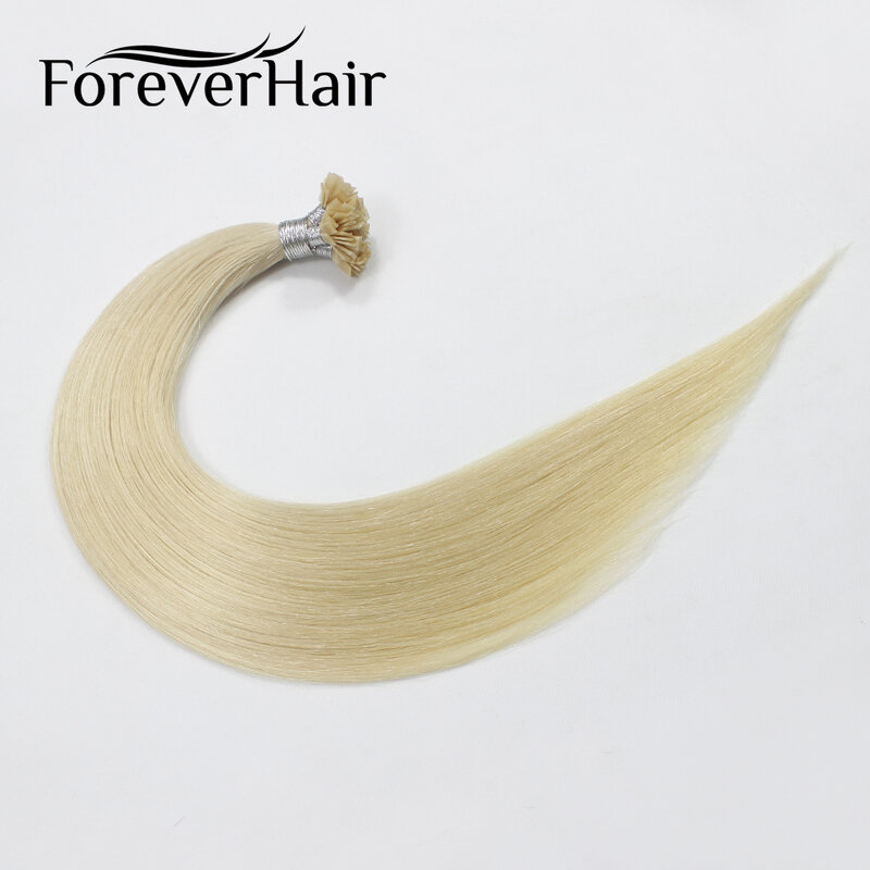 FOREVER HAIR 0.8 g/s 14 "100% Remy Human Pre Bonded płaska końcówka do przedłużania włosów skórek proste kapsułki keratyna Fusion Hair 40g/pac