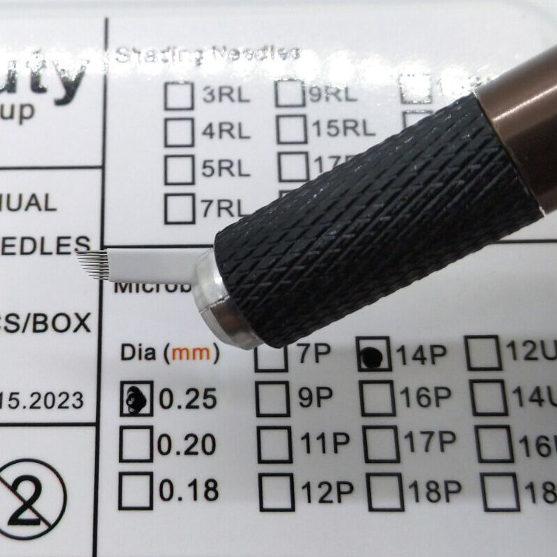 0.2MM 화이트 9/11/12/14/18/21 마이크로블레이딩 바늘 마이크로블레이딩 자수 펜 영구 메이크업 눈썹 문신 용품 OEM, 마이크로블레이딩 문신 소포는 순조롭게 세관을 통과할 수 있다