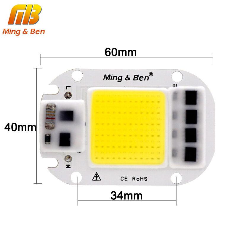 MINGBEN Chip Lampu COB LED 220V 110V Tanpa Driver Pintar IC DIY 20W 30W 50W untuk Lampu Sorot LED Banjir Perlu Heatsink untuk Pendinginan