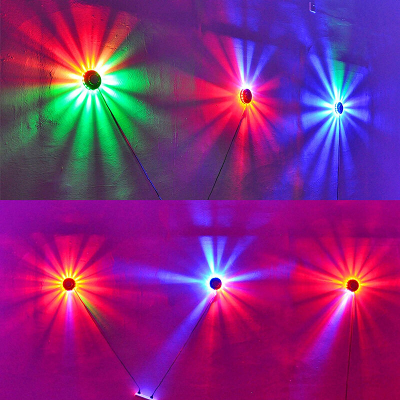 TRANSCTEGO Mini laserowe Disco etap lekki 48 Led projektor RGB oświetlenie słonecznika Bar DJ dźwięku ściana tła Lights Party lampa