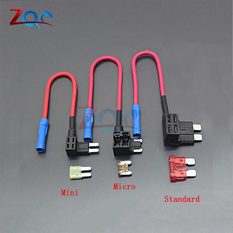 12V Fuse Holder Add A Circuit TAP Adapter Micro Mini Standard ATM APM Blade Auto Fuse with 10A Blade Car Fuse Holder Clip