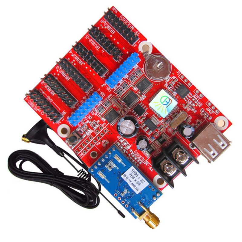TF-M6UW 제어 카드 지원 실내 야외 LED 사인 모듈 WIFI 및 USB 드라이브 온도 및 습도 센서 연결