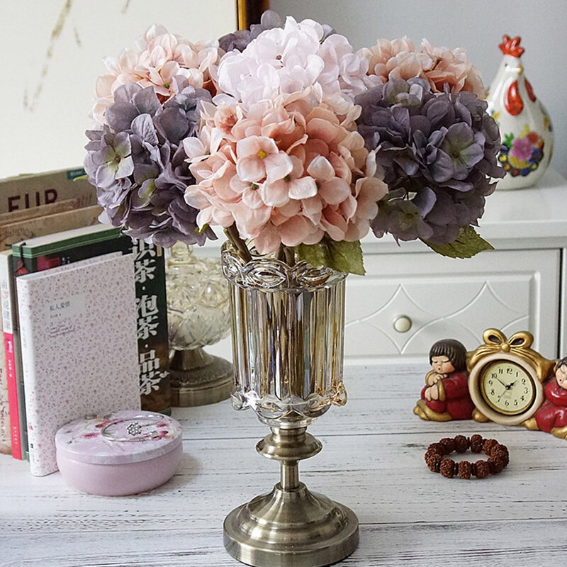 Jesienne jedwabne hortensje sztuczne kwiaty ślubne kwiaty bukiety ślubne dekoracje na stół strona główna sztuczne kwiaty outdoor craft