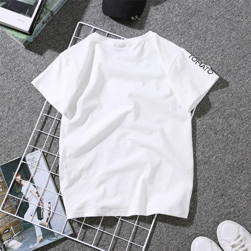 Camiseta bordada para parejas, camisa informal con estampado de letras, corazón de amor, Tops blancos, novedad