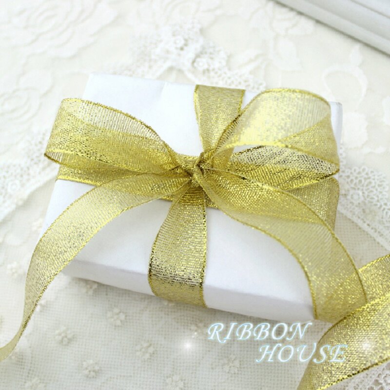 (25 yards/roll) Oro e Argento nastro di imballaggio del regalo di alta qualità da sposa nastri lucidi