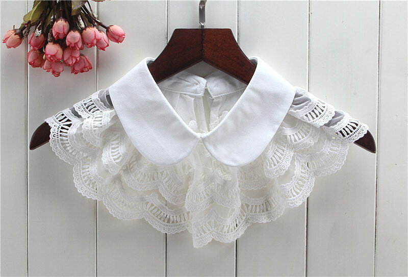 Camisa de algodón bordada para mujer, cuello Peter Pan, capa blanca y negra, nueva blusa, chal, protector solar, Estilo Vintage