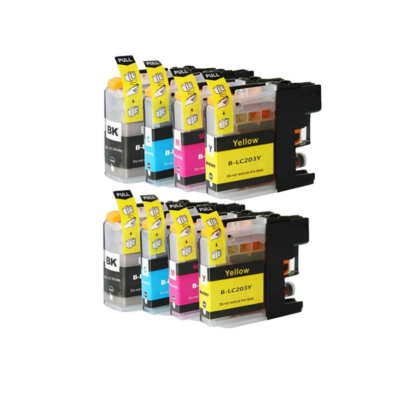 YLC-cartucho de impresión de inyección de tinta LC203, para impresora Brother MFC-J4620DW J480DW J485DW J880DW J885DW J5720DW, 8 unidades
