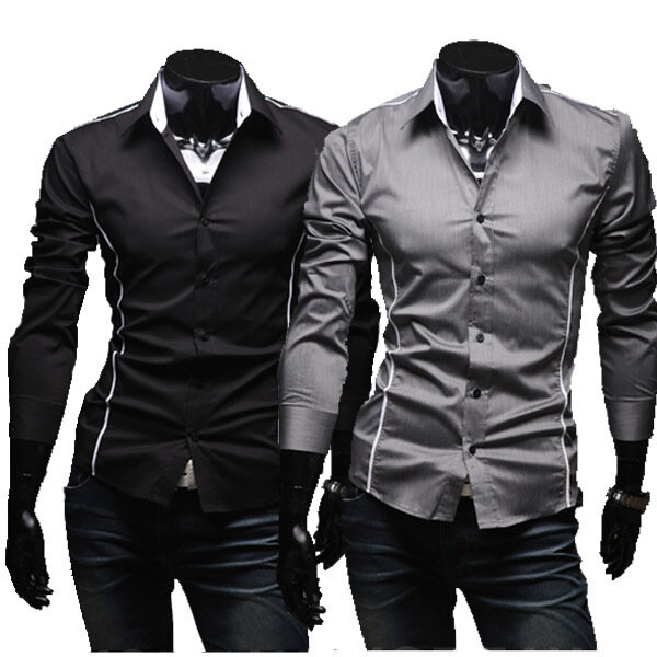 Fashion Brand Men Shirt Business Shirts Tooling Long-Sleeves Tops Men's Summer Casual Splicing Shirts 5902
