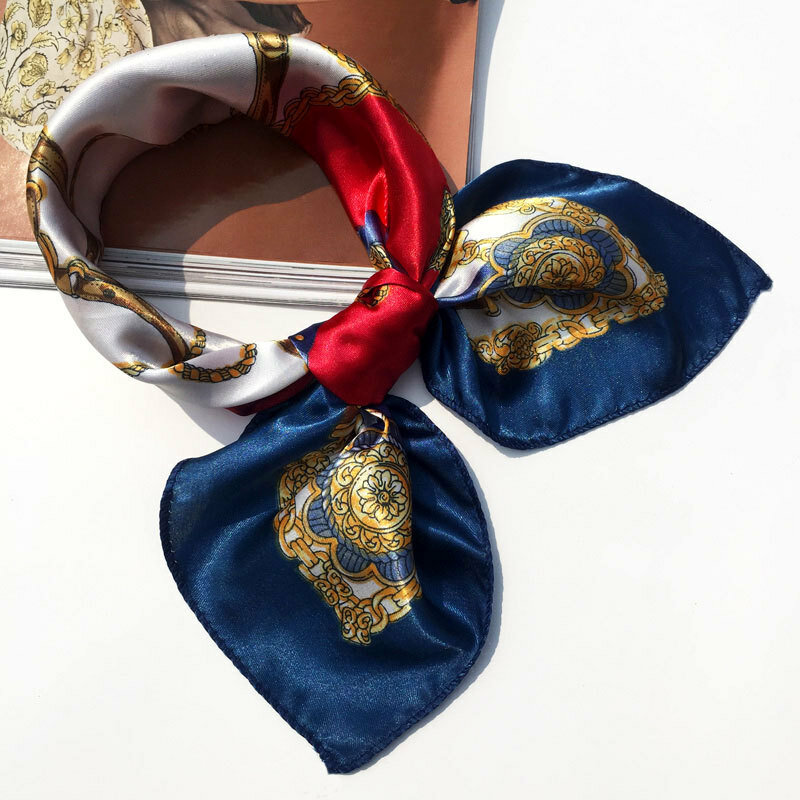 Foulard carré en soie à la mode pour femmes imprimé léopard Floral bandeau pour les cheveux écharpes de cou mouchoir Bandana accessoires 50cm