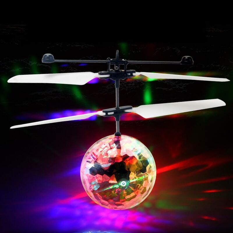 Bola voladora RC bolas de vuelo de chico luminoso aeronave electrónica de inducción por infrarrojos juguetes de Control remoto luz LED Mini helicóptero
