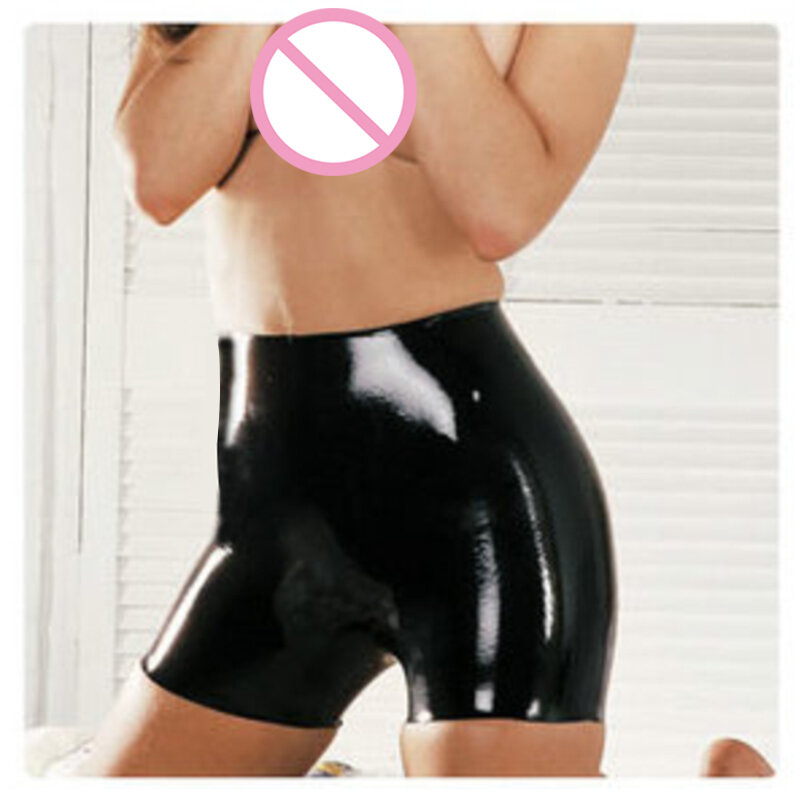 Boxer fétiche en latex pour femme, caleçon naturel, short sexy, version petite taille, pantalon serré, W8669