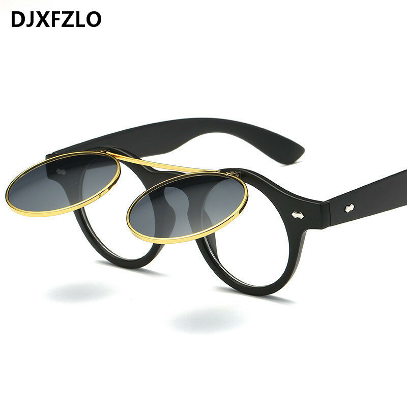 DJXFZLO-gafas de sol Retro Steampunk para mujer, lentes redondas de diseñador de marca, Vintage, Steam Punk