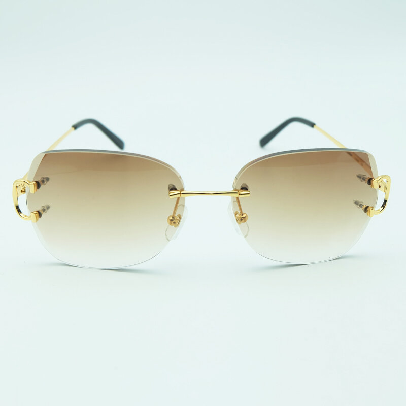 Vintage Rimless Sunglasses Men Carter Glasses 3mm thick and heavy Lenses Retro Sun Glasses Fashion Design Driving Gafas De Sol