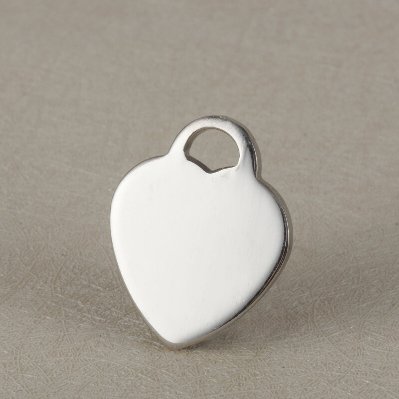 21*27mm Custom Heart Tag Stainless Steel Charm-Customized Charm Engrave Laser your own logo