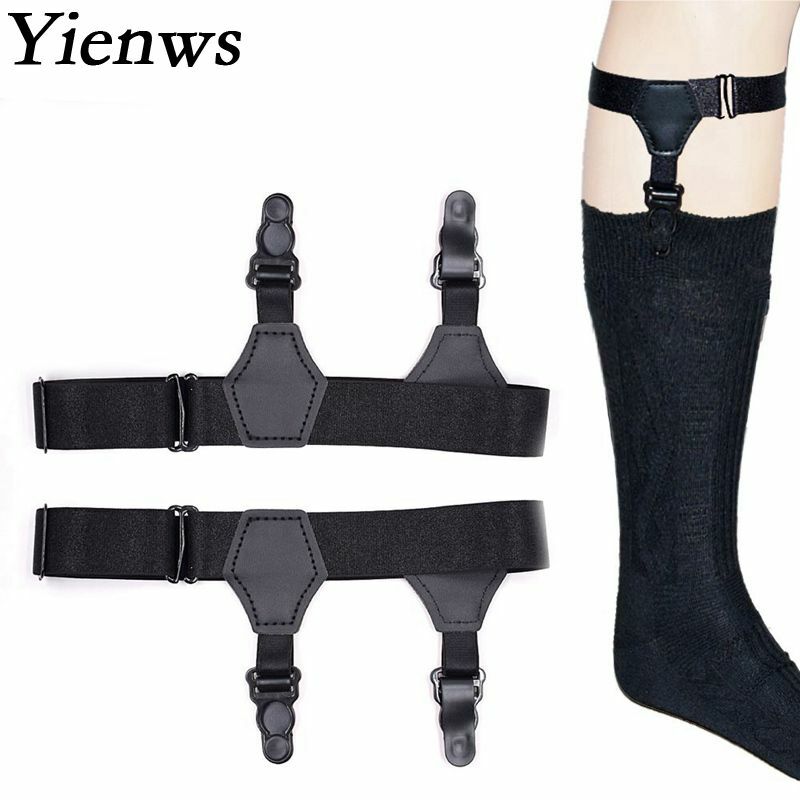 Yienws Hosenträger Suspensorio Socken Strumpfbänder Für Männer 2,5 cm Zwei Clips Socke Halter Bleibt Hosenträger Masculino YiA031
