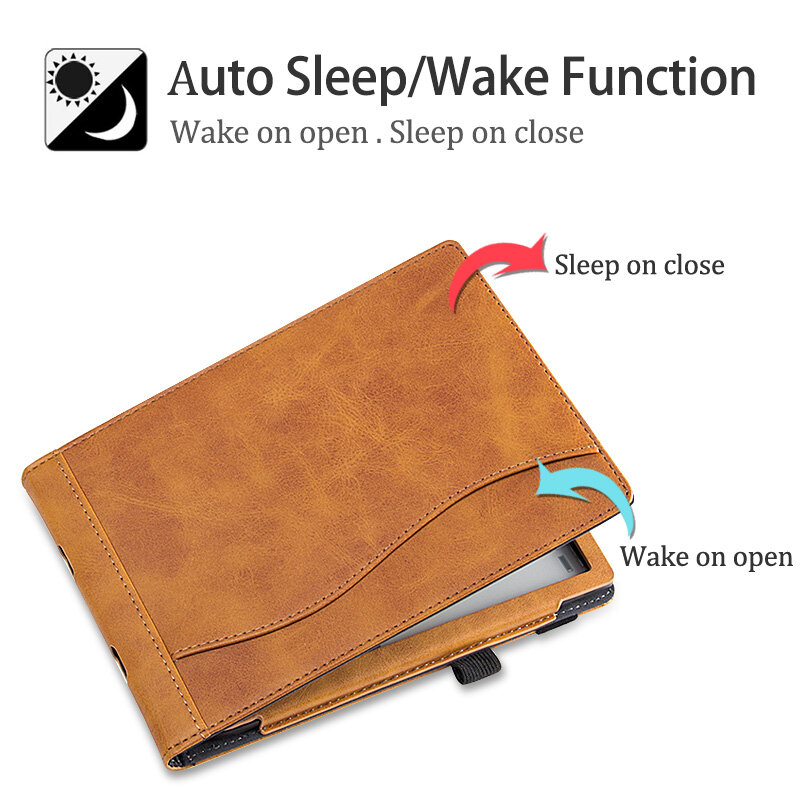 Funda con soporte para Pocketbook Touch Lux4 5, Basic 4, Basic Lux2, Touch HD 3, Pocketbook 633, eReaders de colores, con correa de mano, Sleep/Wake