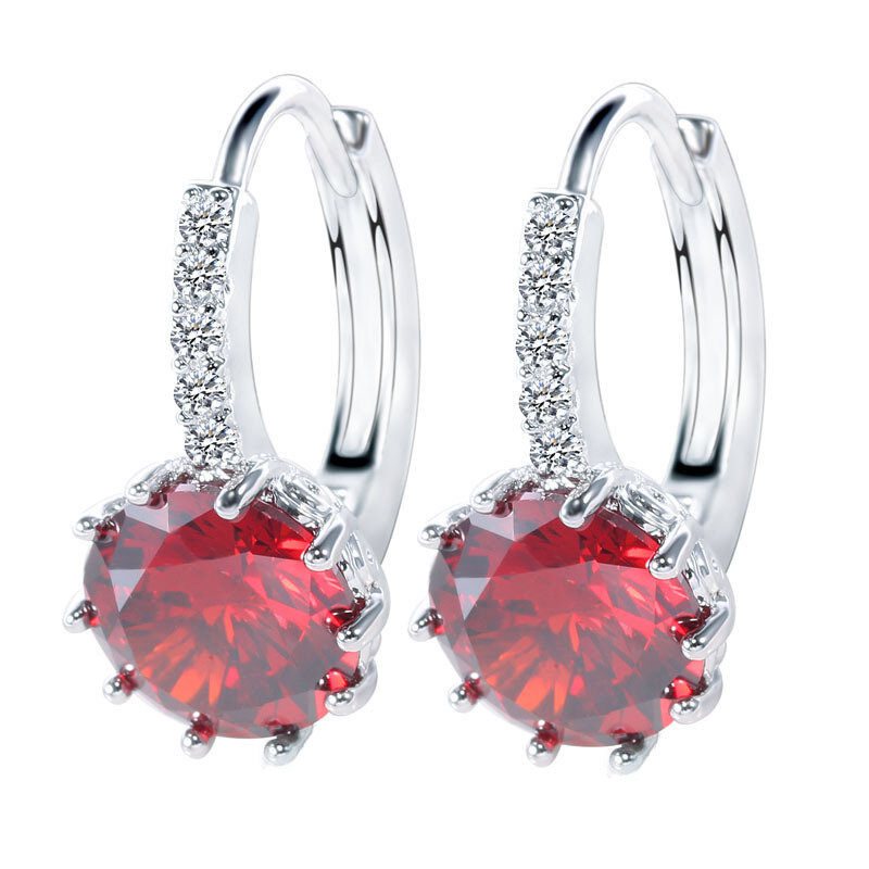 925 anting-anting Hoop perak untuk wanita pernikahan pertunangan Austria kristal Fashion perhiasan kekasih hadiah terbaik grosir
