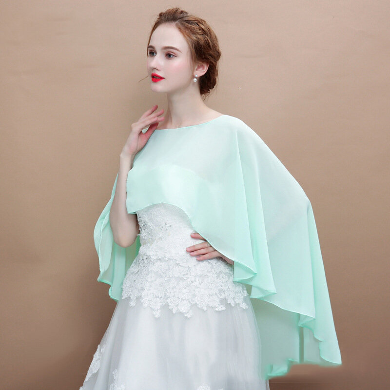 Женская накидка-шаль, летнее шифоновое Болеро для свадьбы, вечернее платье, элегантные свадебные аксессуары