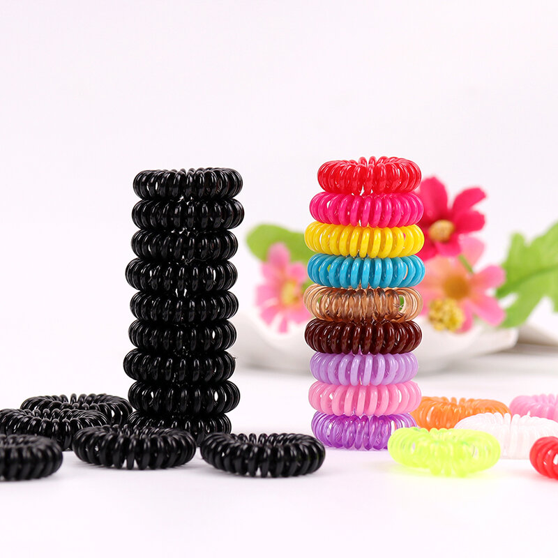 10PCS Candy Colored Telephone Line Hair Ring Spring Rubber Band Hair Band Tie Braids Bind Tool Hairstyle Hair Accessories