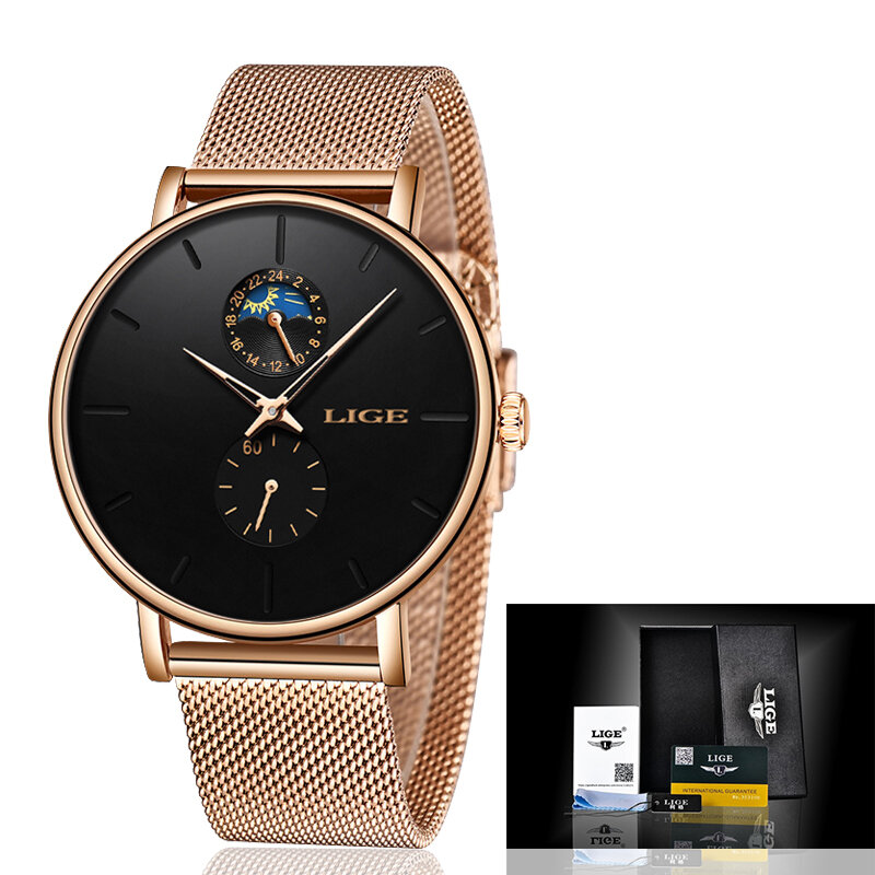 LIGE New Women Luxury Brand Watch Simple Quartz Lady Waterproof Wristwatch Female Fashion Casual Watches Clock reloj mujer 2021