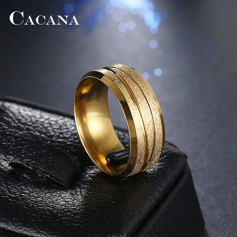 Женские кольца из нержавеющей стали CACANA, стильные персонализированные украшения с перекрестными линиями, оптовая продажа, NO. R44