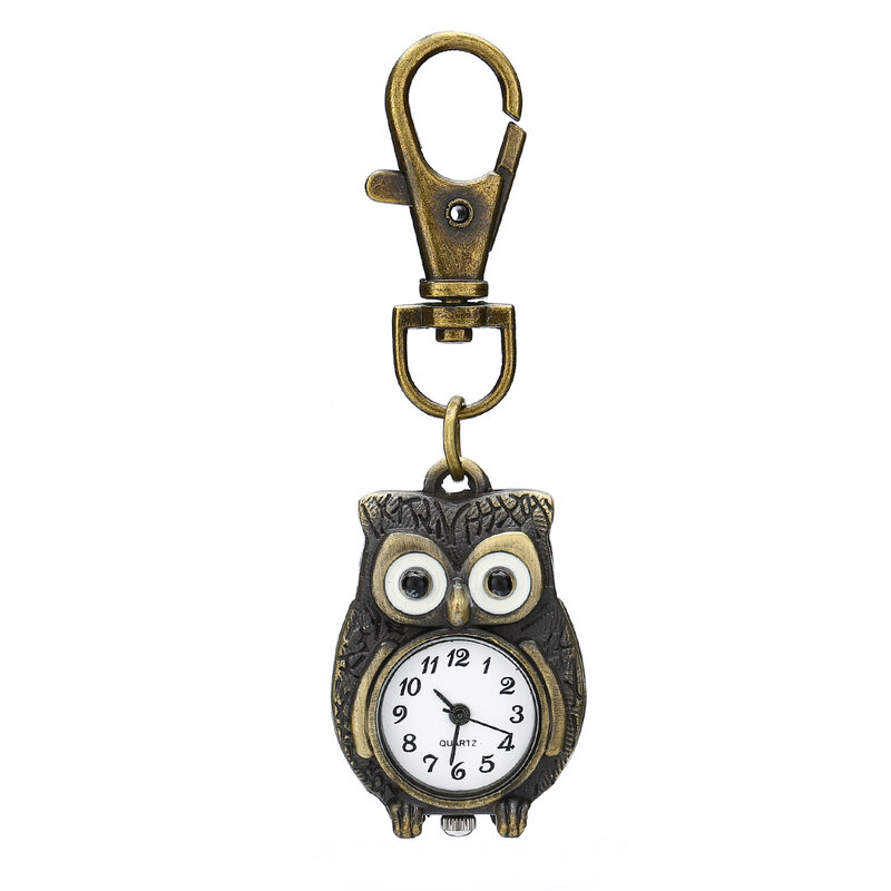 Women's Vintage Owl Tennis Racket Quartz Pocket Watch Necklace Pendant Gift